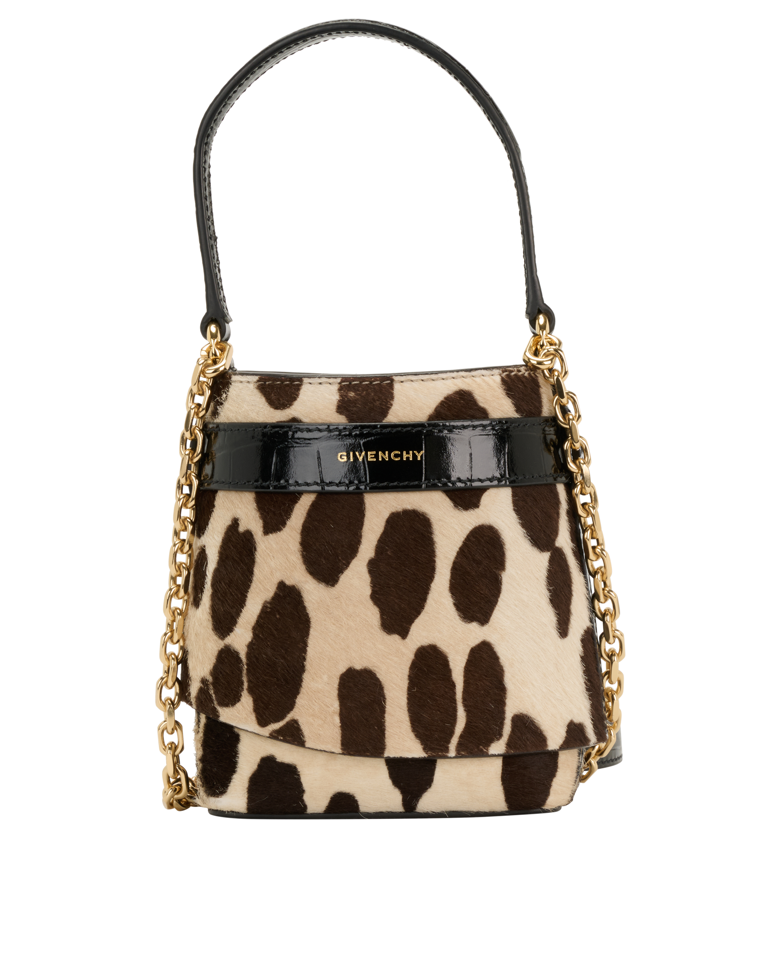 Micro Bucket Bag, &pound;750, Handbags, Beige/Black, Pony / Calfhair, Back view